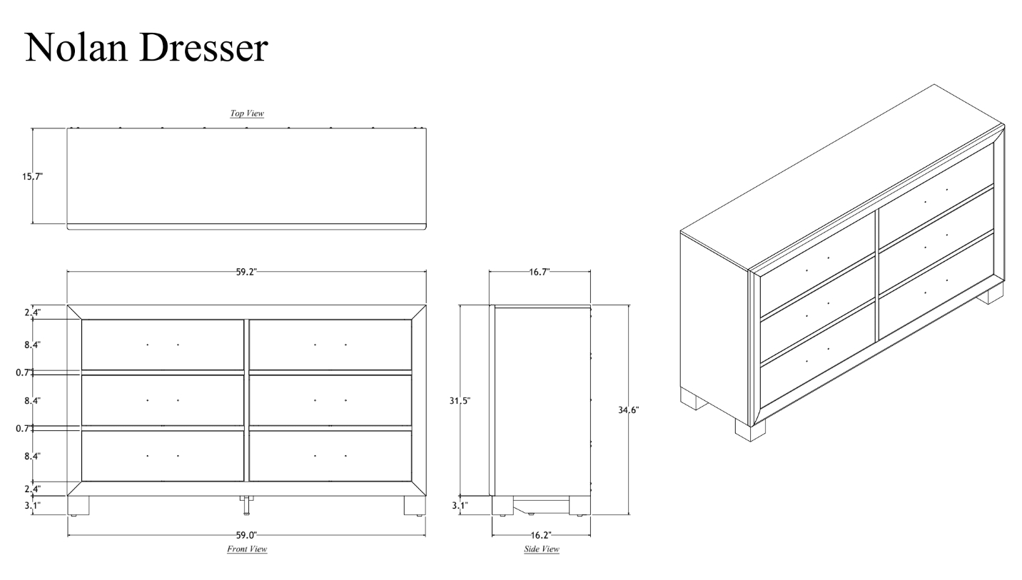 Nolan MDF/Wood Double Dresser w/6 Drawers