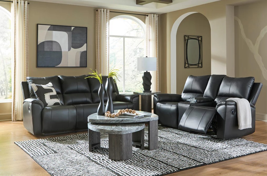 Glossmore Leather/PVC Reclining Living Set