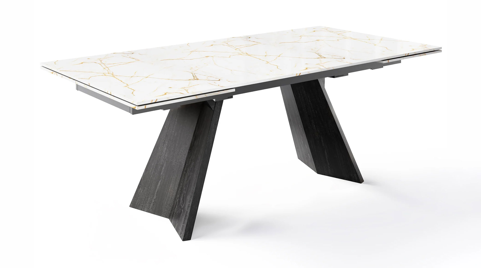 Icaro W78.8"-118.1" Rectangular Ceramic/Wood Veneer Extendable Dining Table