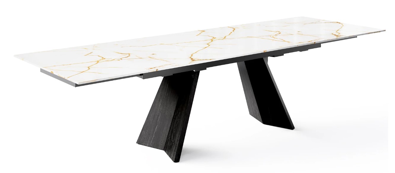 Icaro W78.8"-118.1" Rectangular Ceramic/Wood Veneer Extendable Dining Table