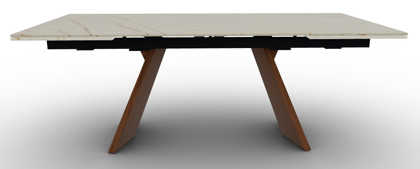 Icaro W78.8"-118.1" Rectangular Ceramic/Wood Veneer Extendable Dining Table