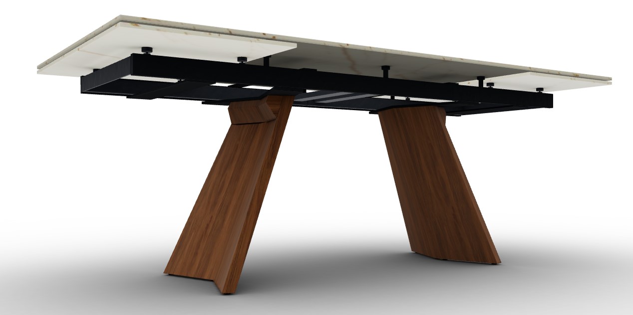Icaro W78.8"-118.1" Rectangular Ceramic/Wood Veneer Extendable Dining Table