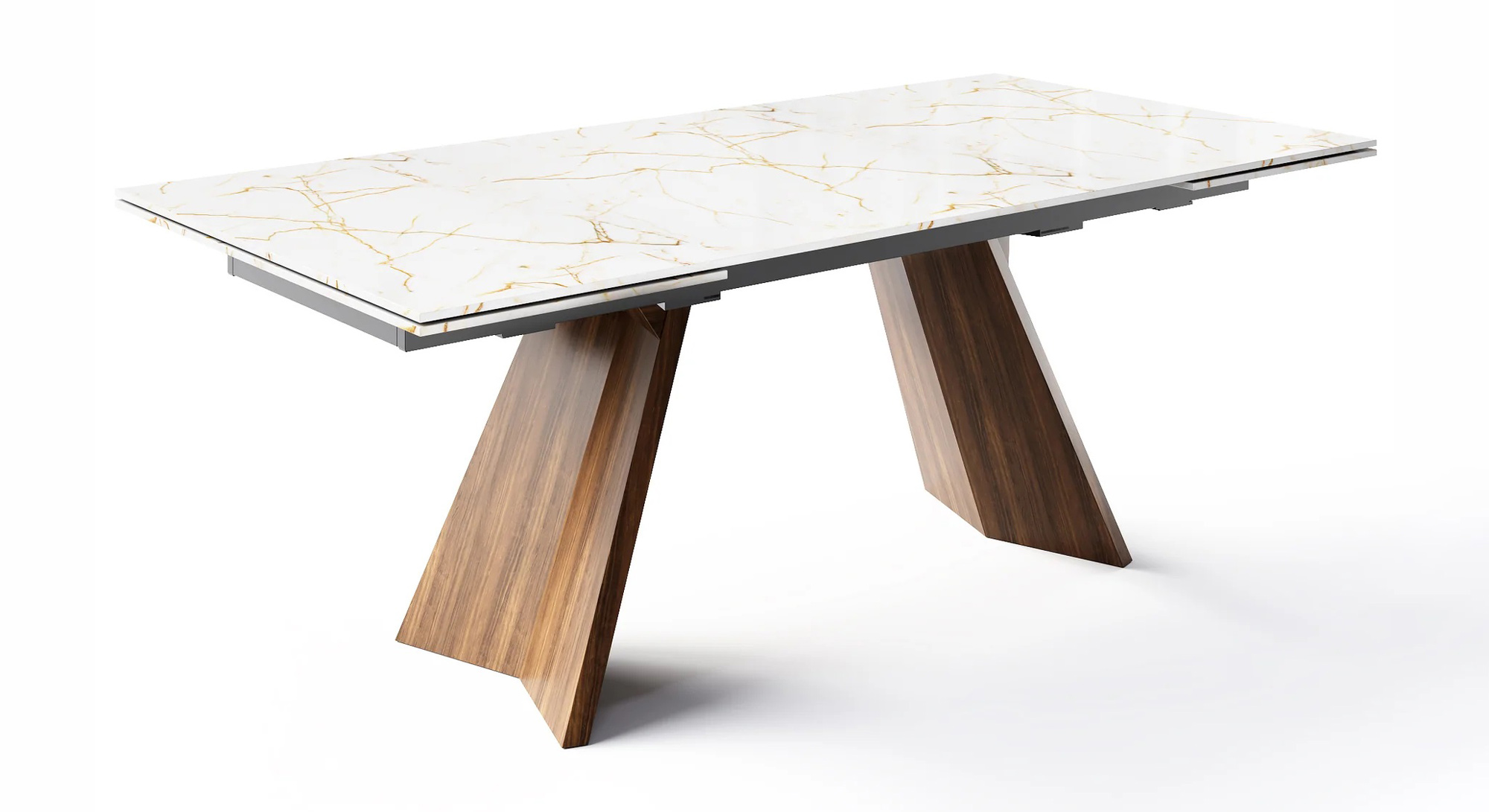 Icaro W78.8"-118.1" Rectangular Ceramic/Wood Veneer Extendable Dining Table