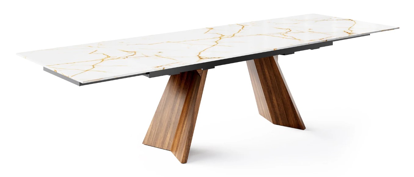 Icaro W78.8"-118.1" Rectangular Ceramic/Wood Veneer Extendable Dining Table