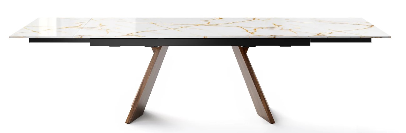 Icaro W78.8"-118.1" Rectangular Ceramic/Wood Veneer Extendable Dining Table