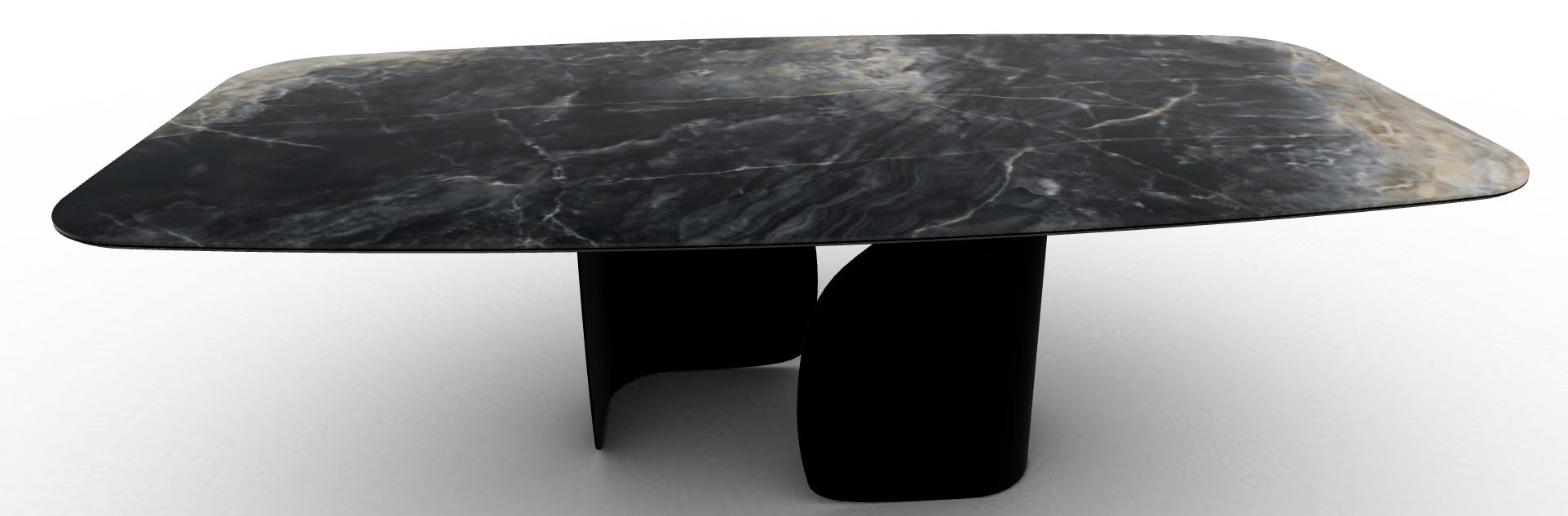 Twins W98.4-inch Ceramic/Metal Customizable Elliptical Dining Table