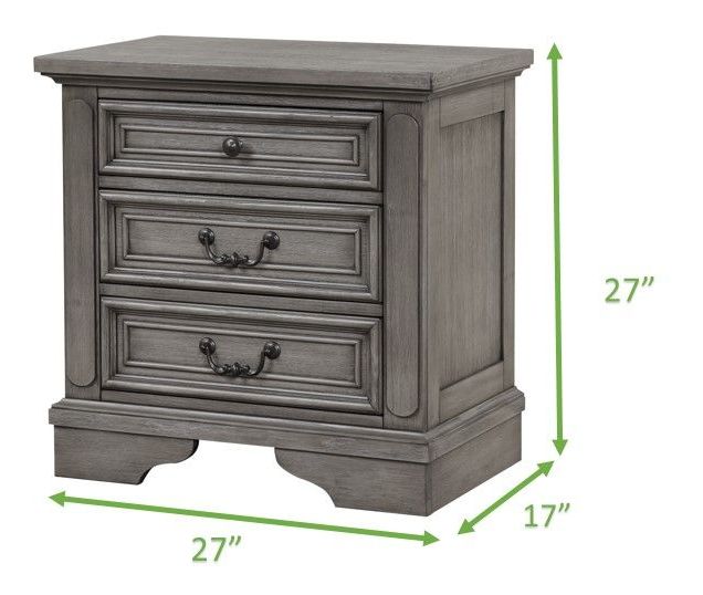Grace 3-Drawer Wood Veneer Nightstand