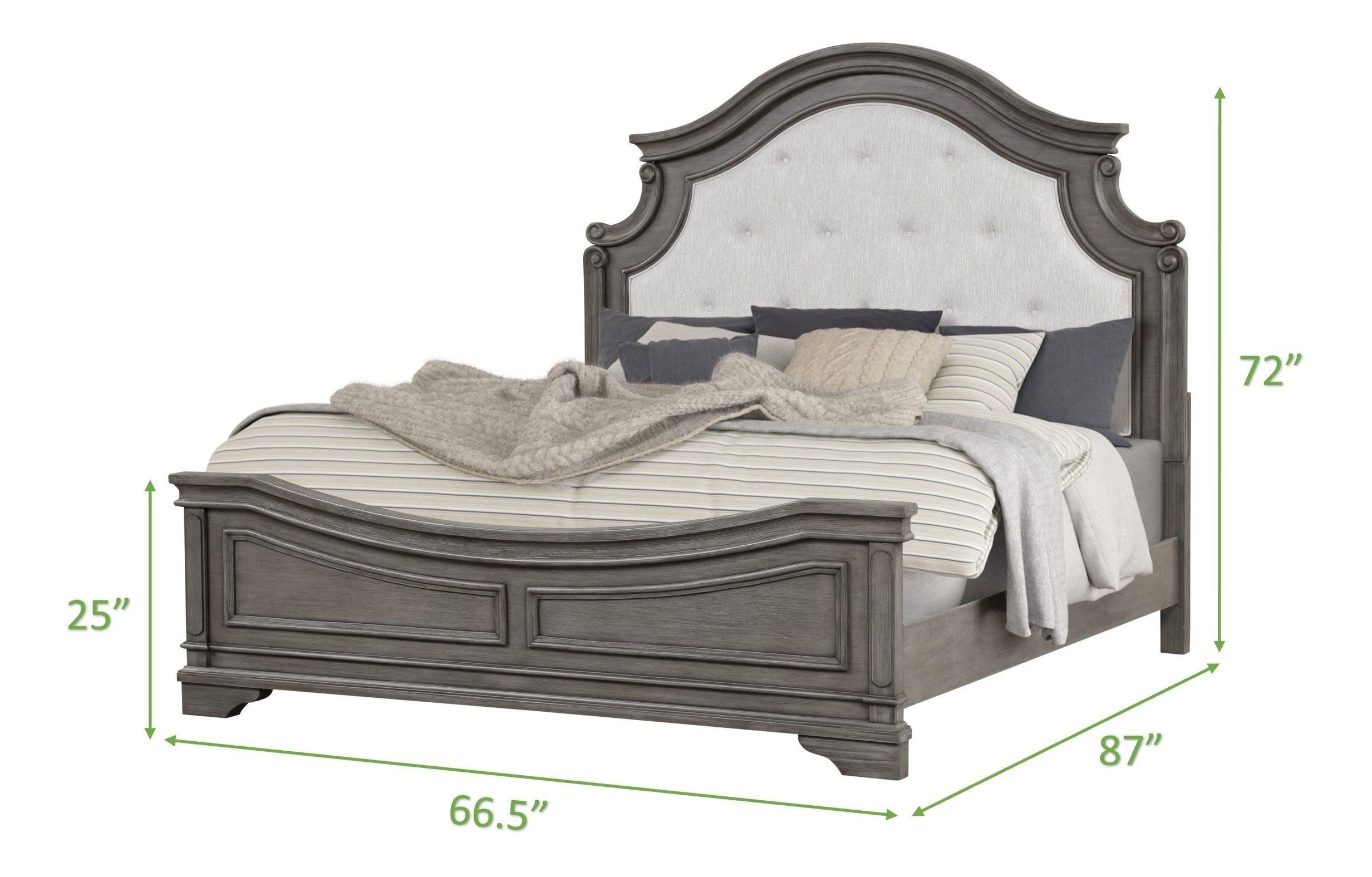 Grace Bed with Fabric Upholstery Headboard