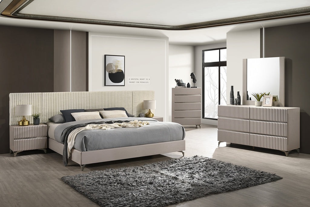 Grace Fabric/Wood King Size Bed