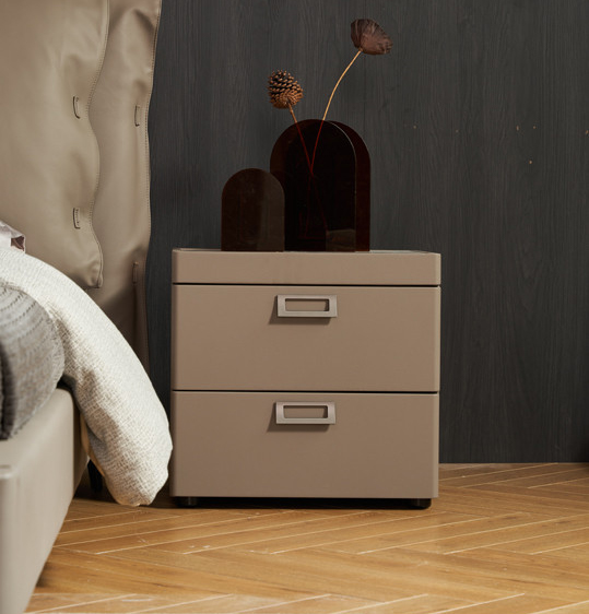 Grace Faux Leather 2-Drawer Ceramic Top Night Stand