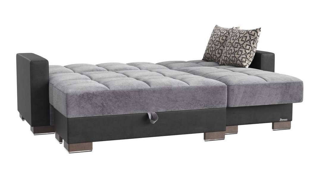 Colección - Sofá biplaza tapizado convertible con madera