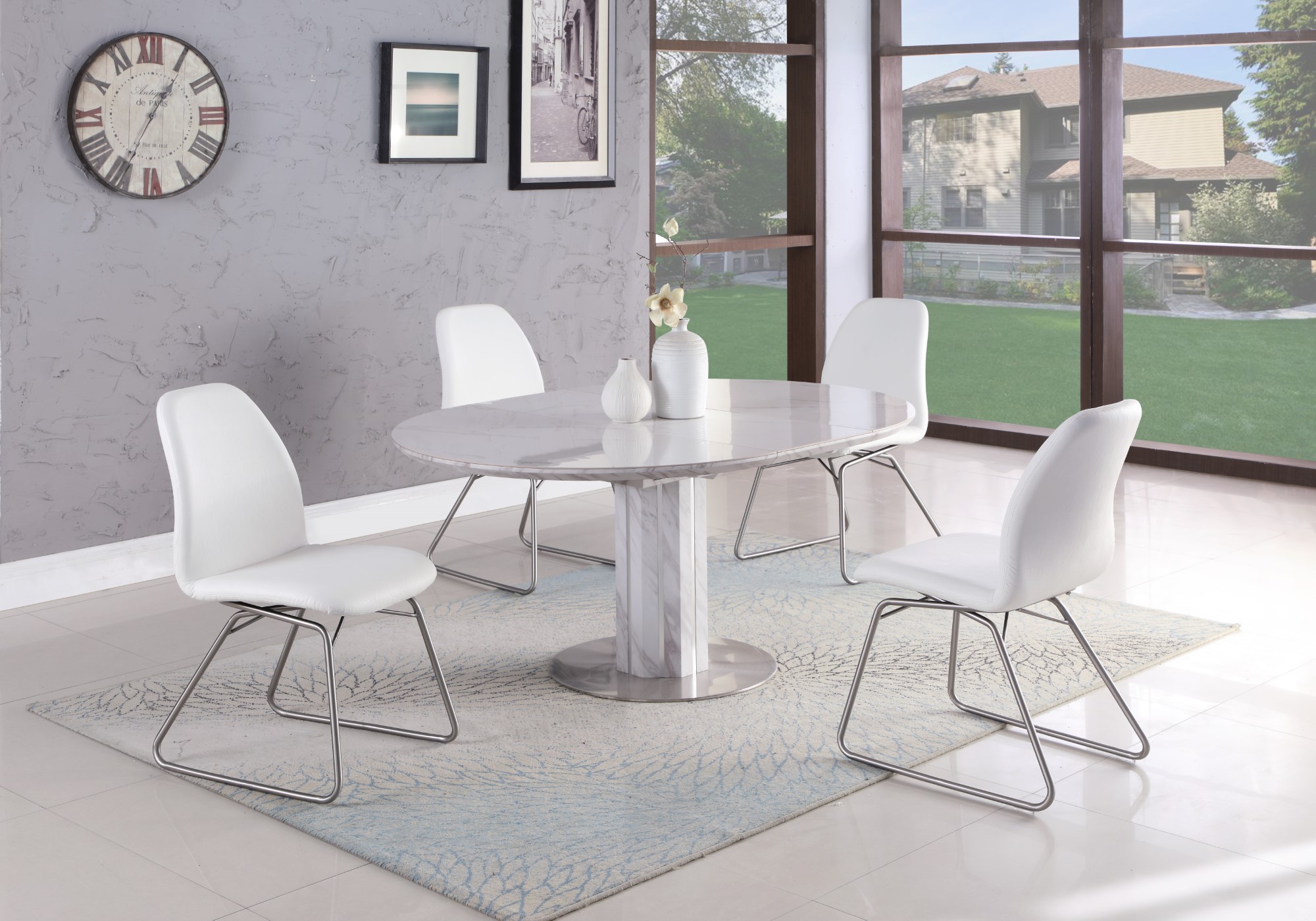 Gretchen Extendable Marbleized Ceramic Dining Table