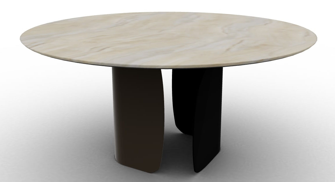 Twins W62.9-inch Ceramic/Metal Customizable Round Dining Table