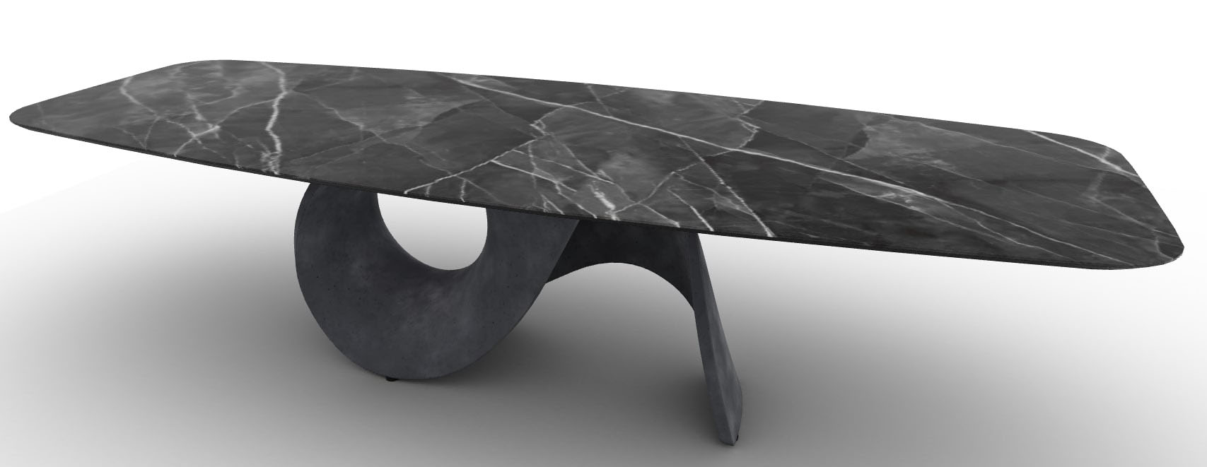 Seashell W118.1-inch Ceramic/Cement Customizable Elliptical Dining Table
