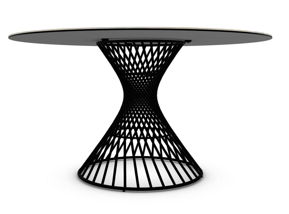 Vortex W47.2-inch Ceramic/Metal Customizable Round Dining Table