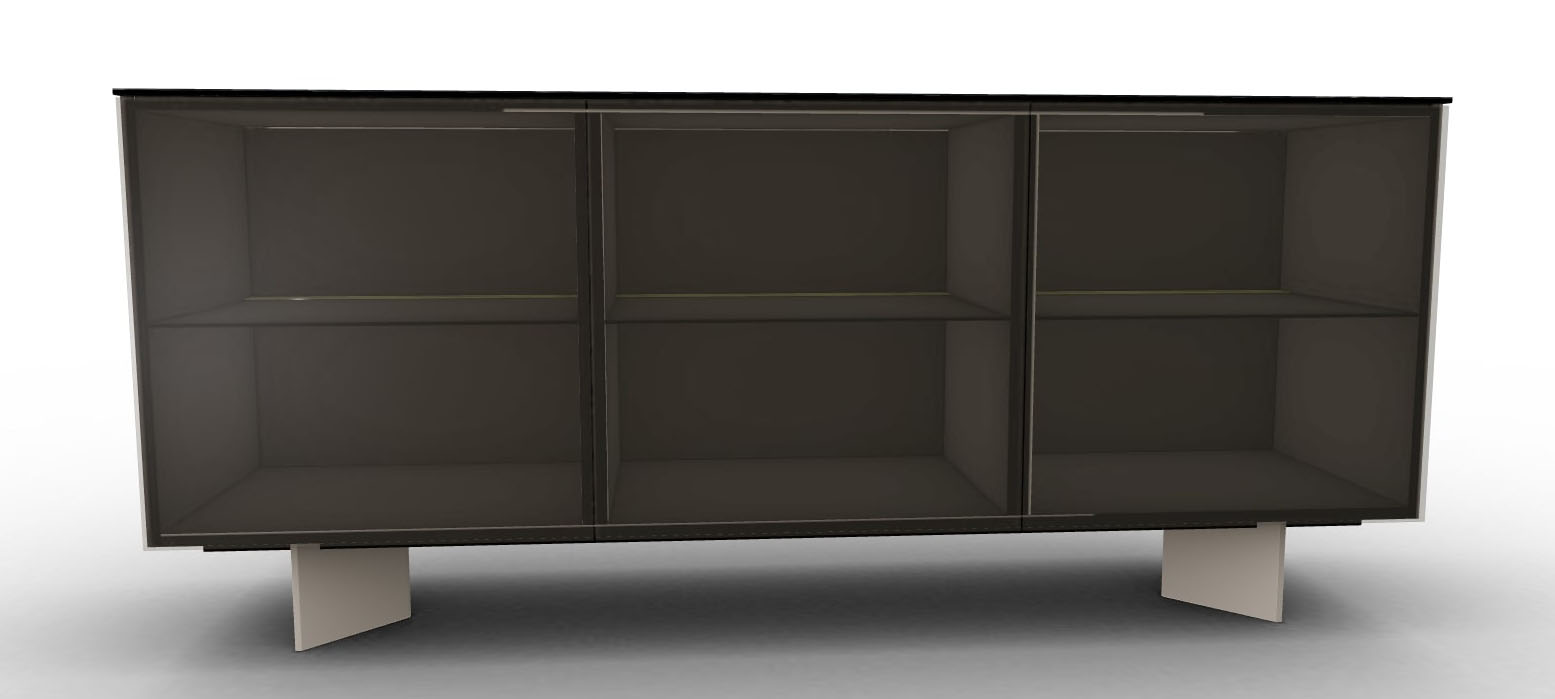 Universal Ceramic/Wood Customizable Sideboard w/3 Glass Doors & Metal Frame