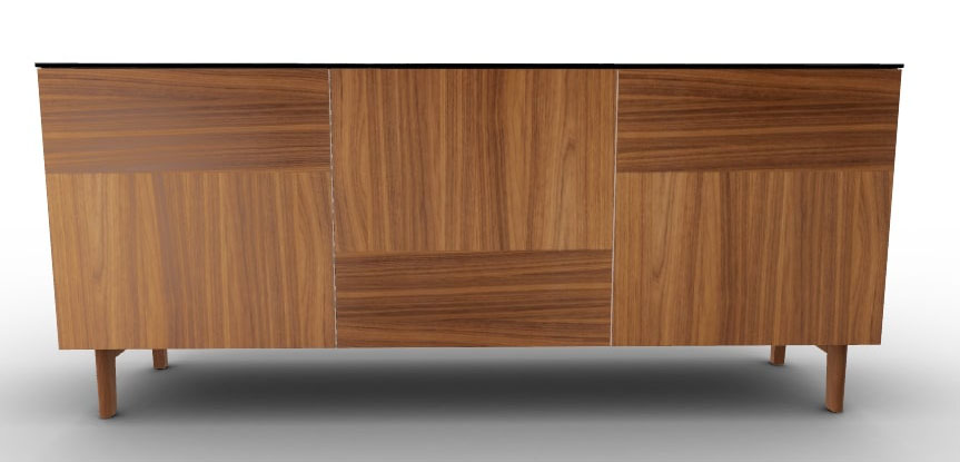Universal Ceramic/Wood/Glass Customizable Sideboard w/3 Doors & Wooden Feet