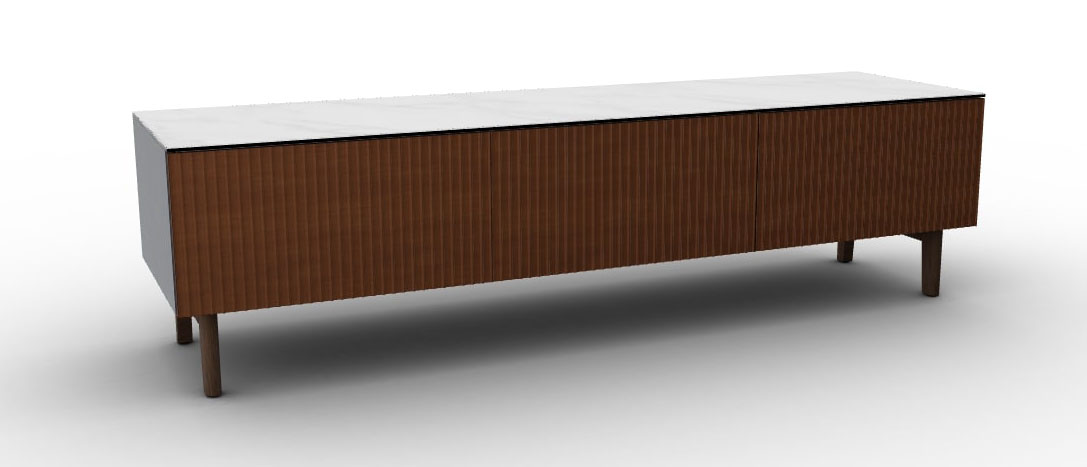 Universal Ceramic/Wood Customizable TV Stand w/2 Doors & Drop-Down Door & Wooden Feet