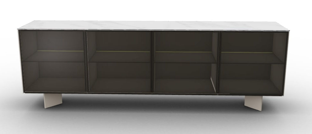 Universal Ceramic/Wood Customizable Sideboard w/4 Glass Doors & Metal Frame