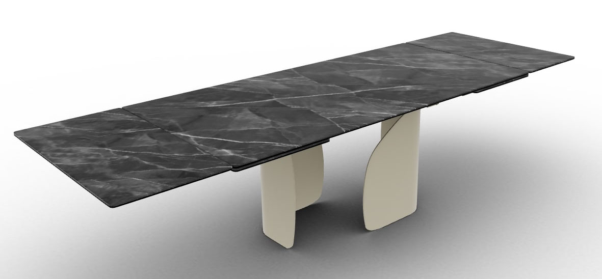 Twins Metal/Ceramic Rectangular Extendable Dining Table