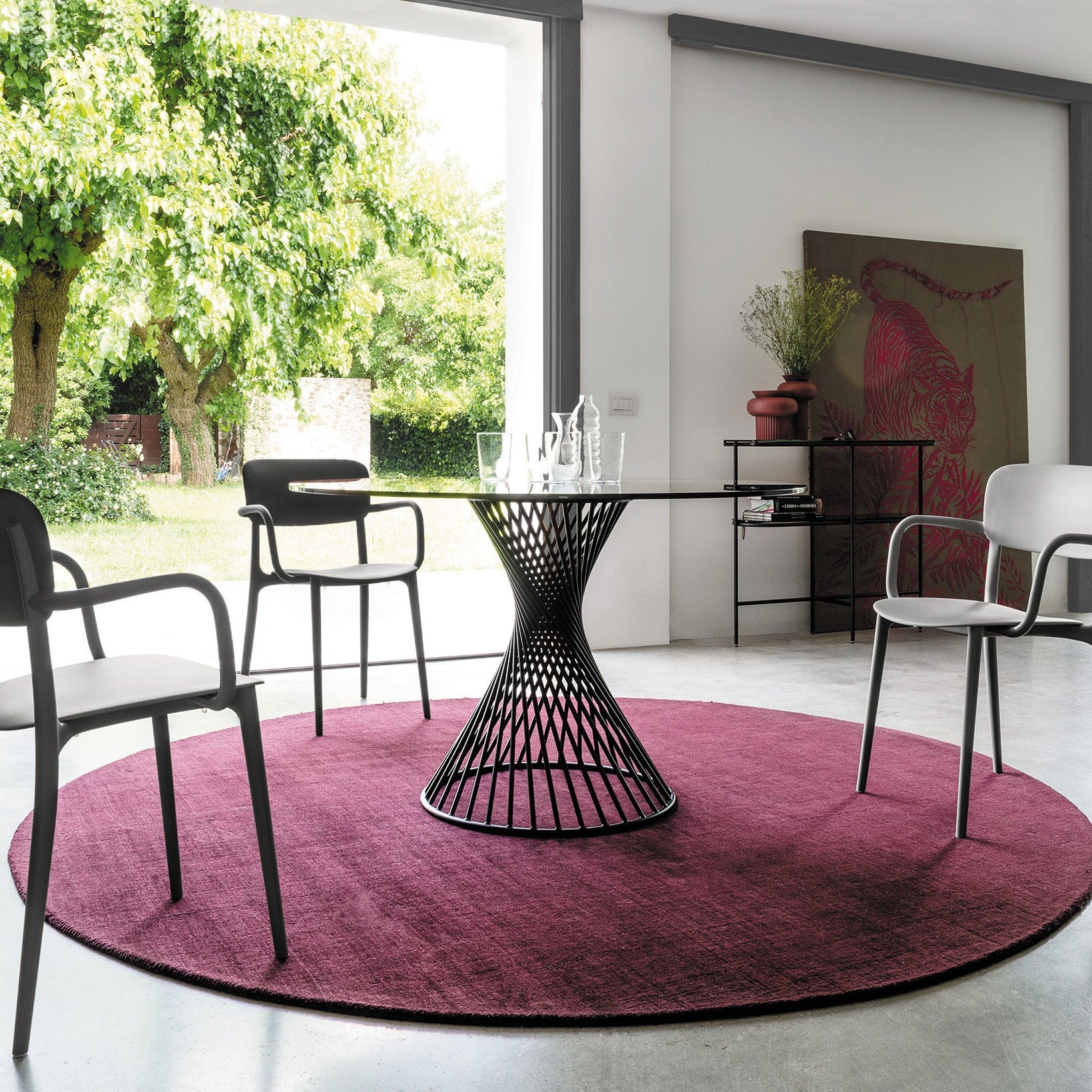 Vortex Metal/Glass Round Dining Table