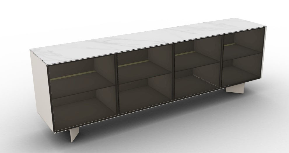 Universal Ceramic/Wood Customizable Sideboard w/4 Glass Doors & Metal Frame