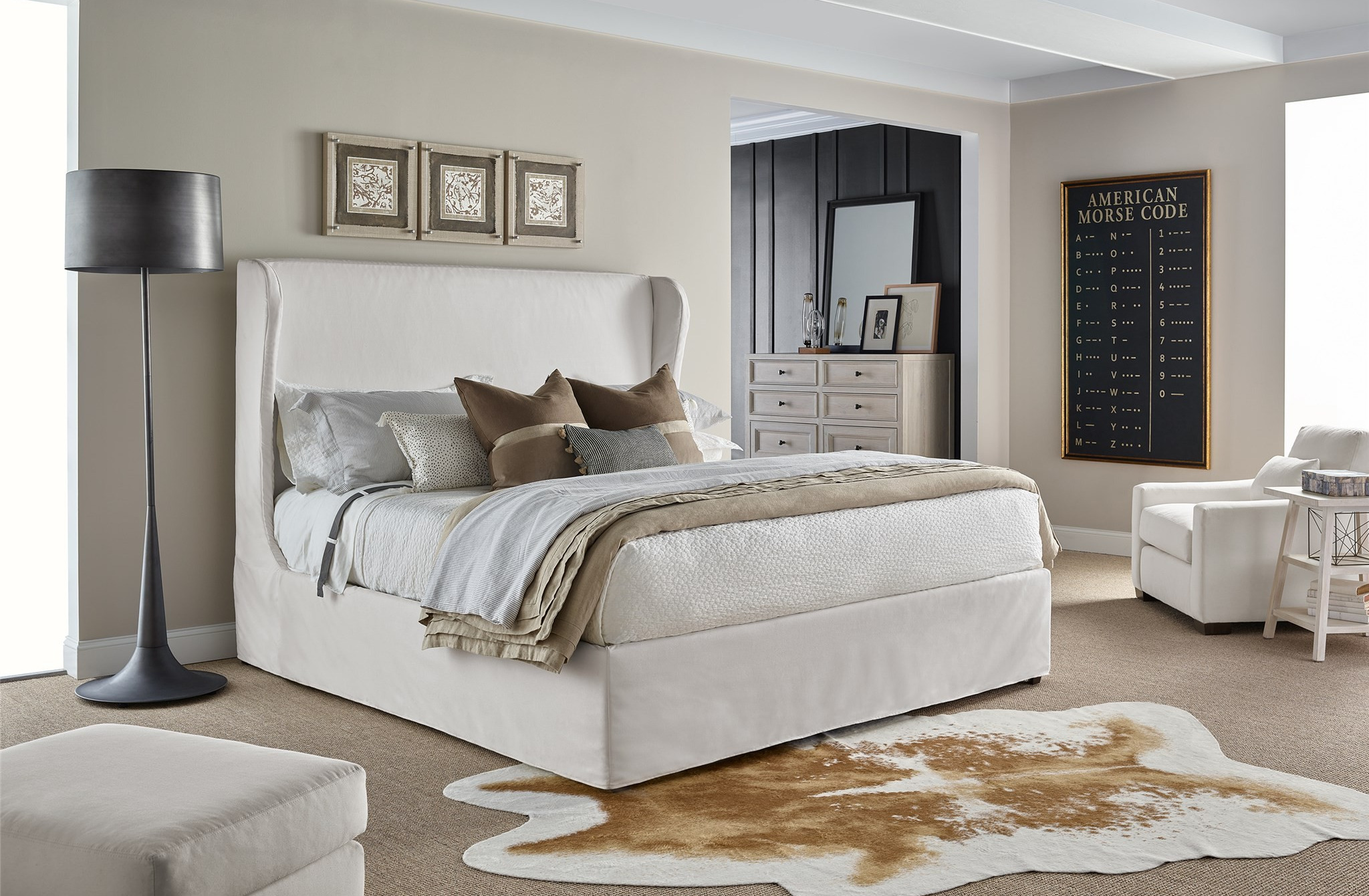 Delancey Fabric Panel Bed, King Size