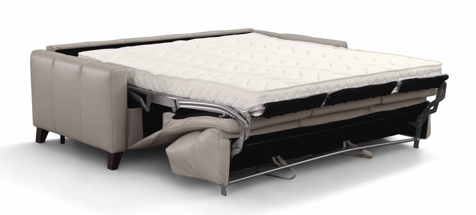 Guily Leather Queen-Sized Leather Sofabed with One-Handed Operation