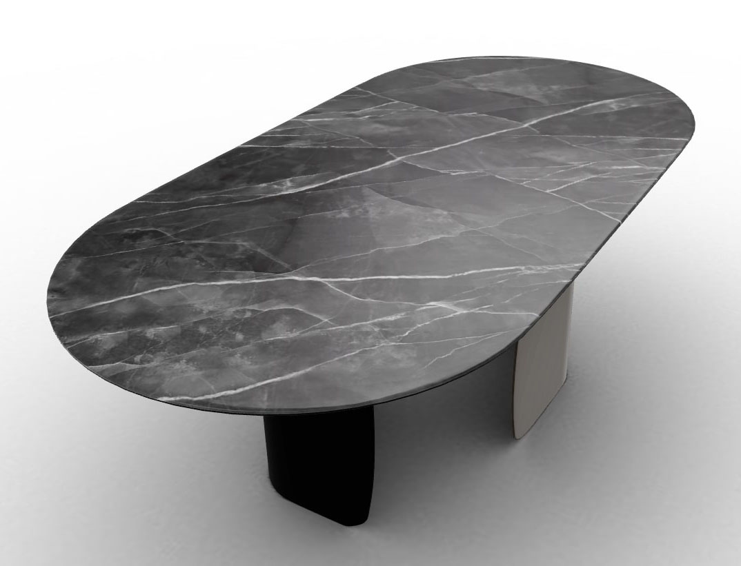 Twins Metal/Ceramic Oval Dining Table