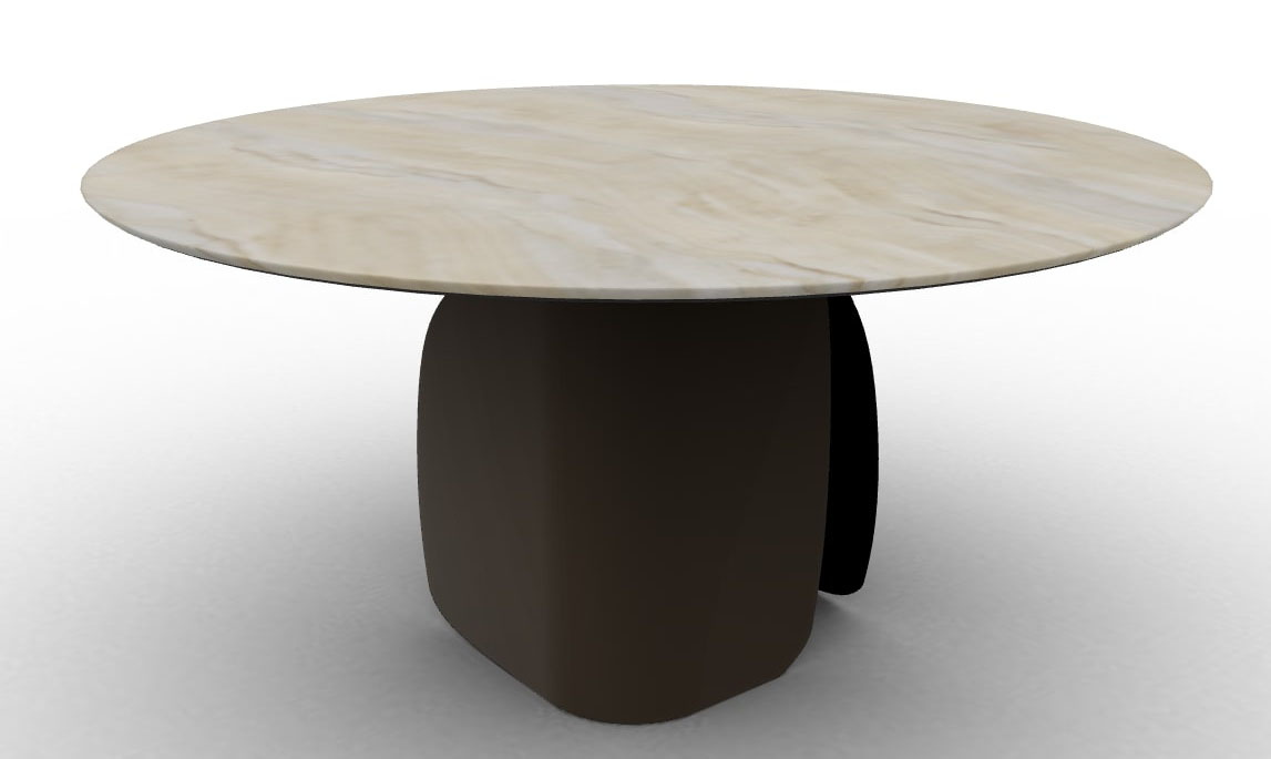 Twins W62.9-inch Ceramic/Metal Customizable Round Dining Table
