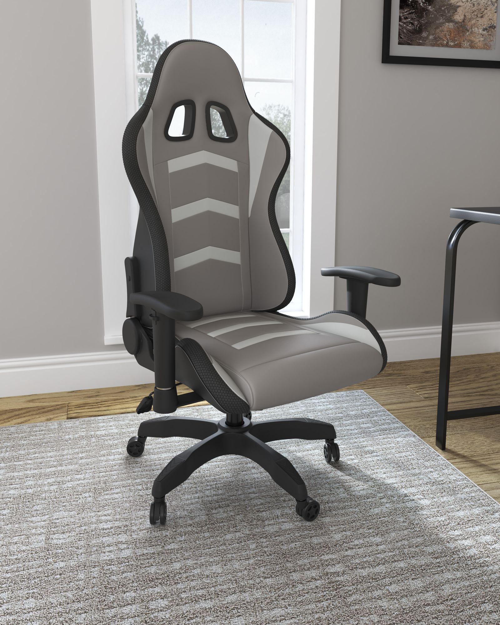 Lynxtyn Steel/Faux Leather Home Office Swivel Desk Chair