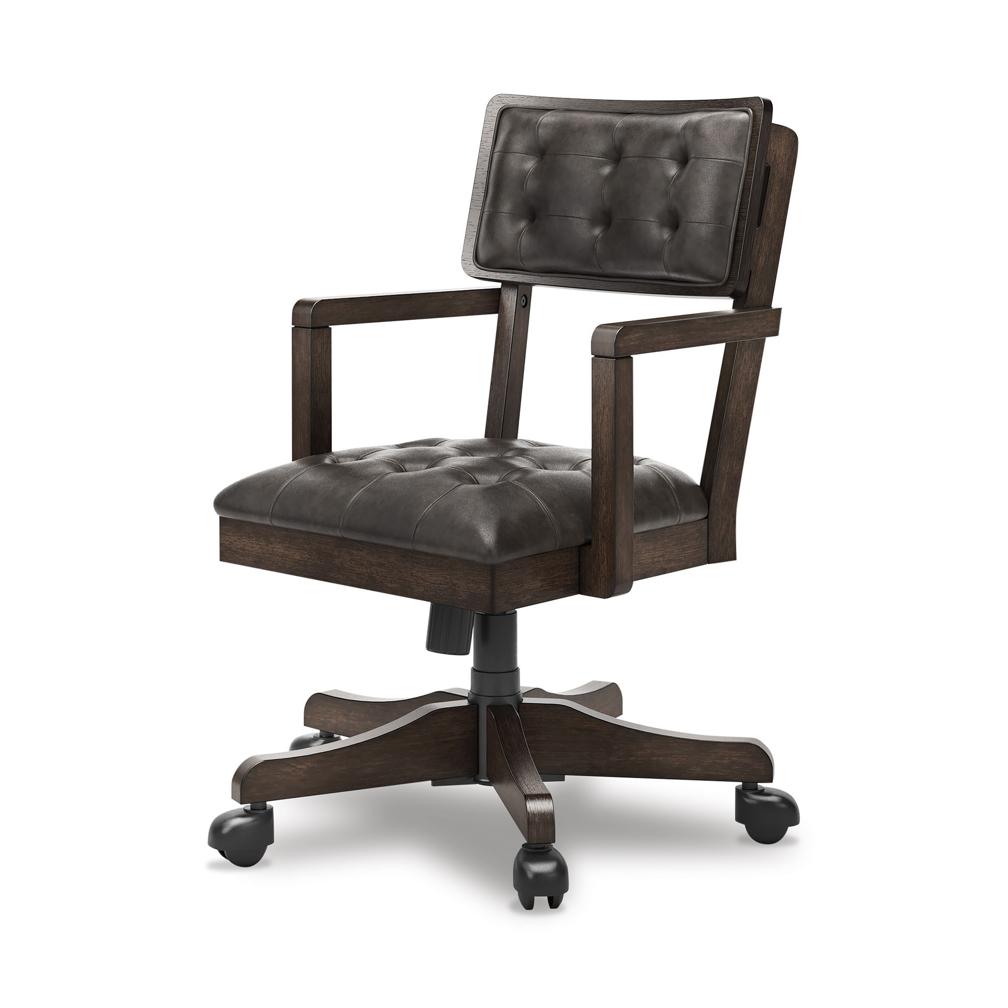Breckington Wood/Faux Leather Home Office Desk Chair