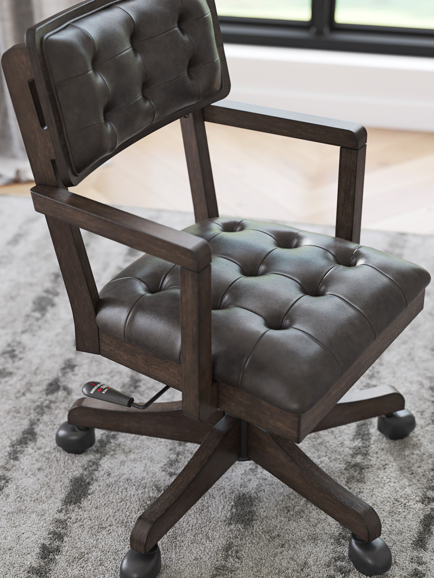 Breckington Wood/Faux Leather Home Office Desk Chair