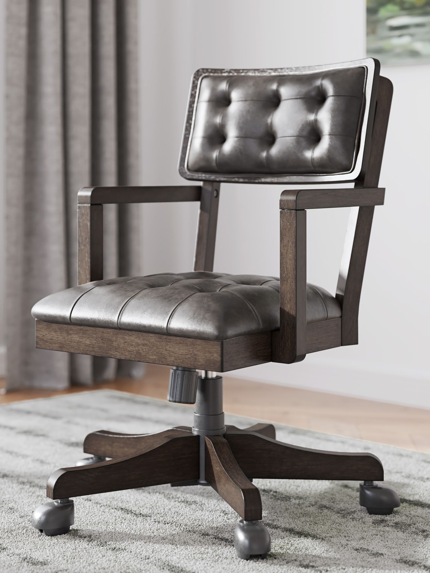 Breckington Wood/Faux Leather Home Office Desk Chair