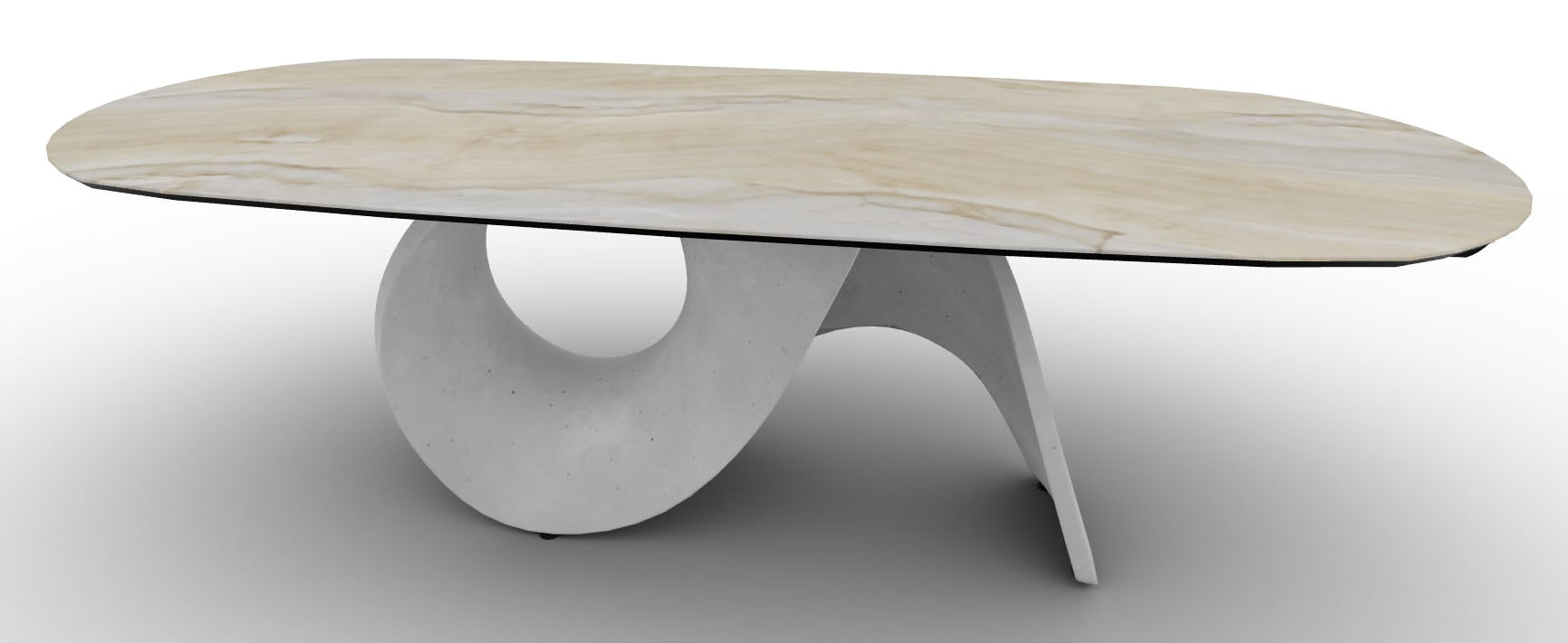 Seashell W98.4-inch Ceramic/Cement Customizable Oval Dining Table