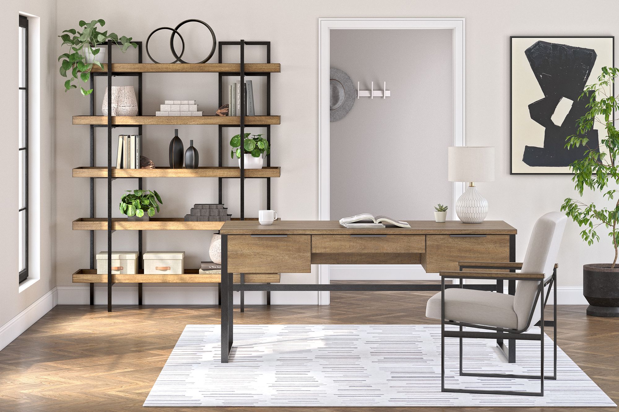 Montia Wood/Metal Home Office Desk