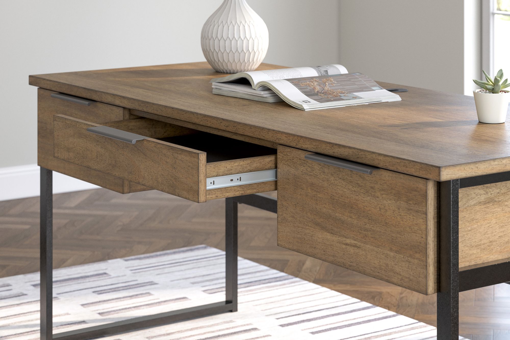 Montia Wood/Metal Home Office Desk