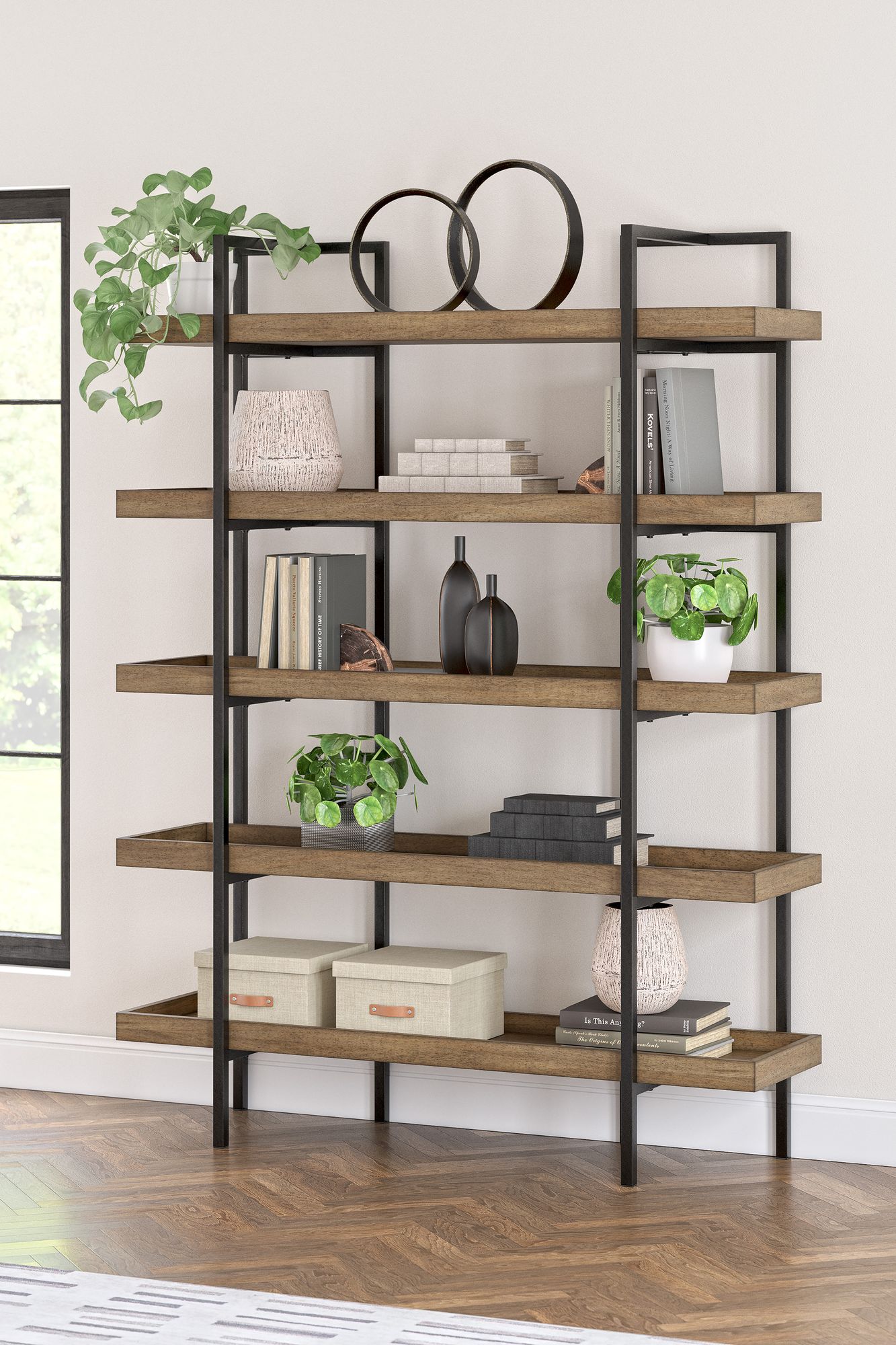 Montia Wood/Metal Bookcase