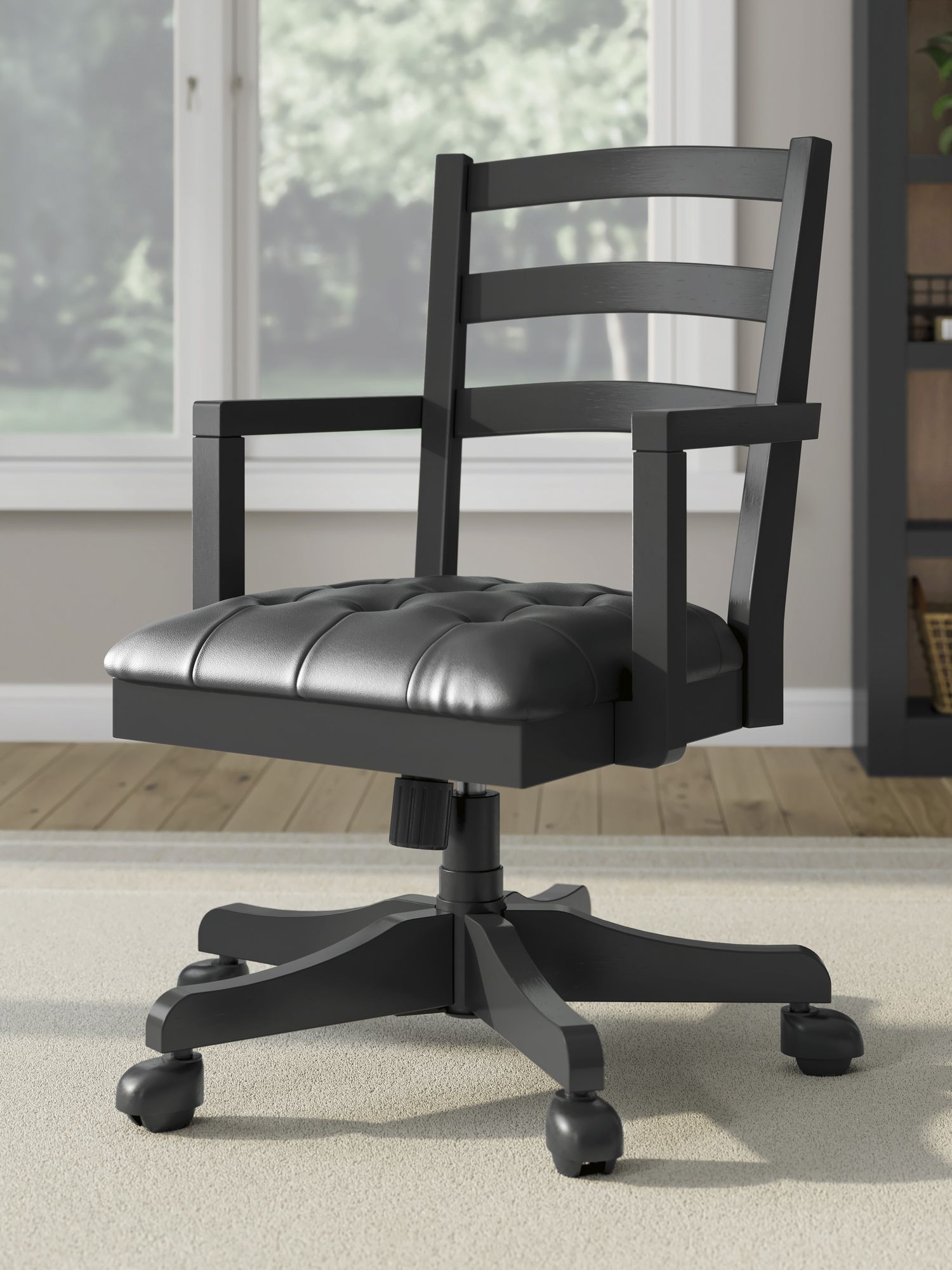 Wildenauer Wood/Fabric Home Office Swivel Desk Chair