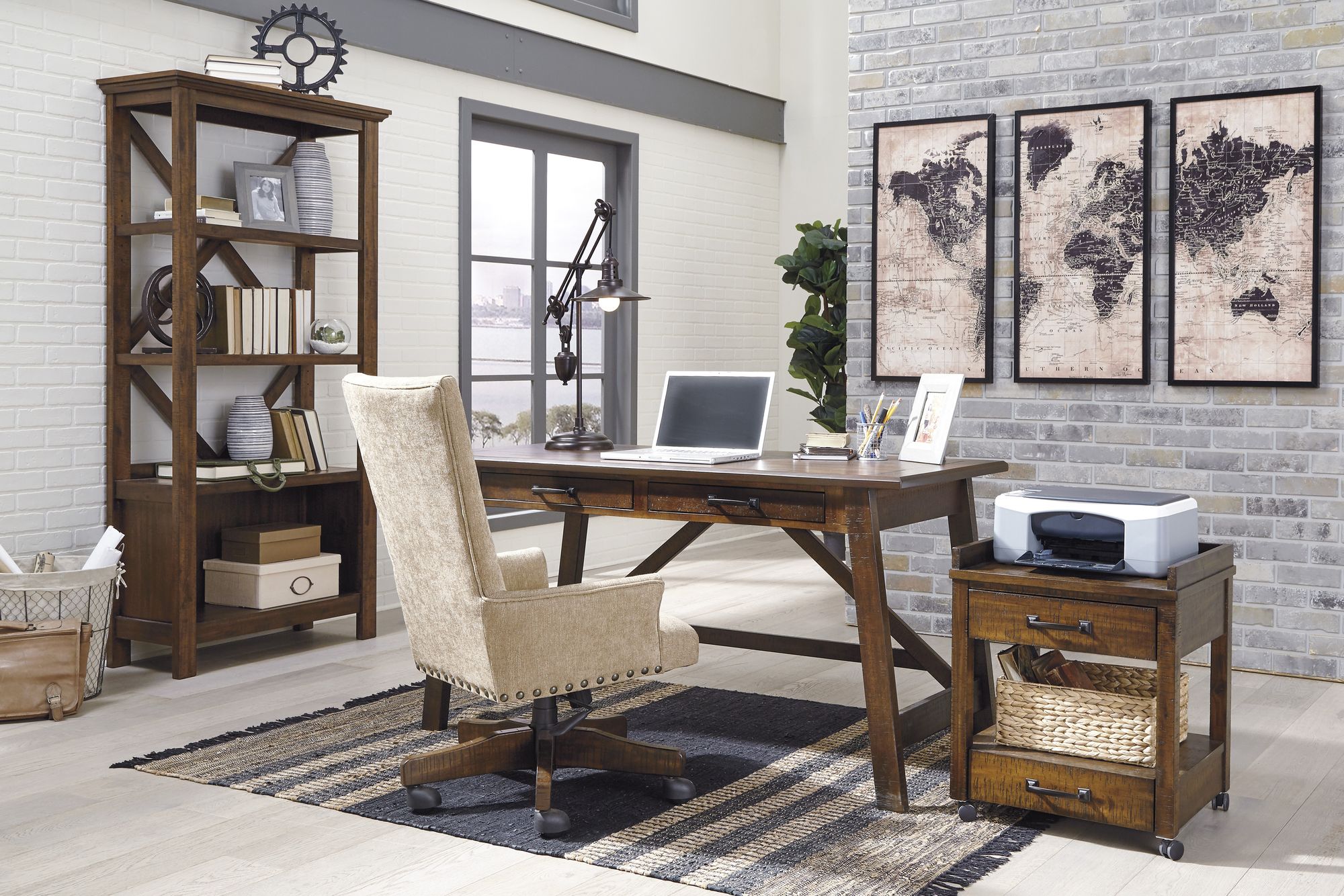 Baldridge Wood Home Office Large Leg Desk