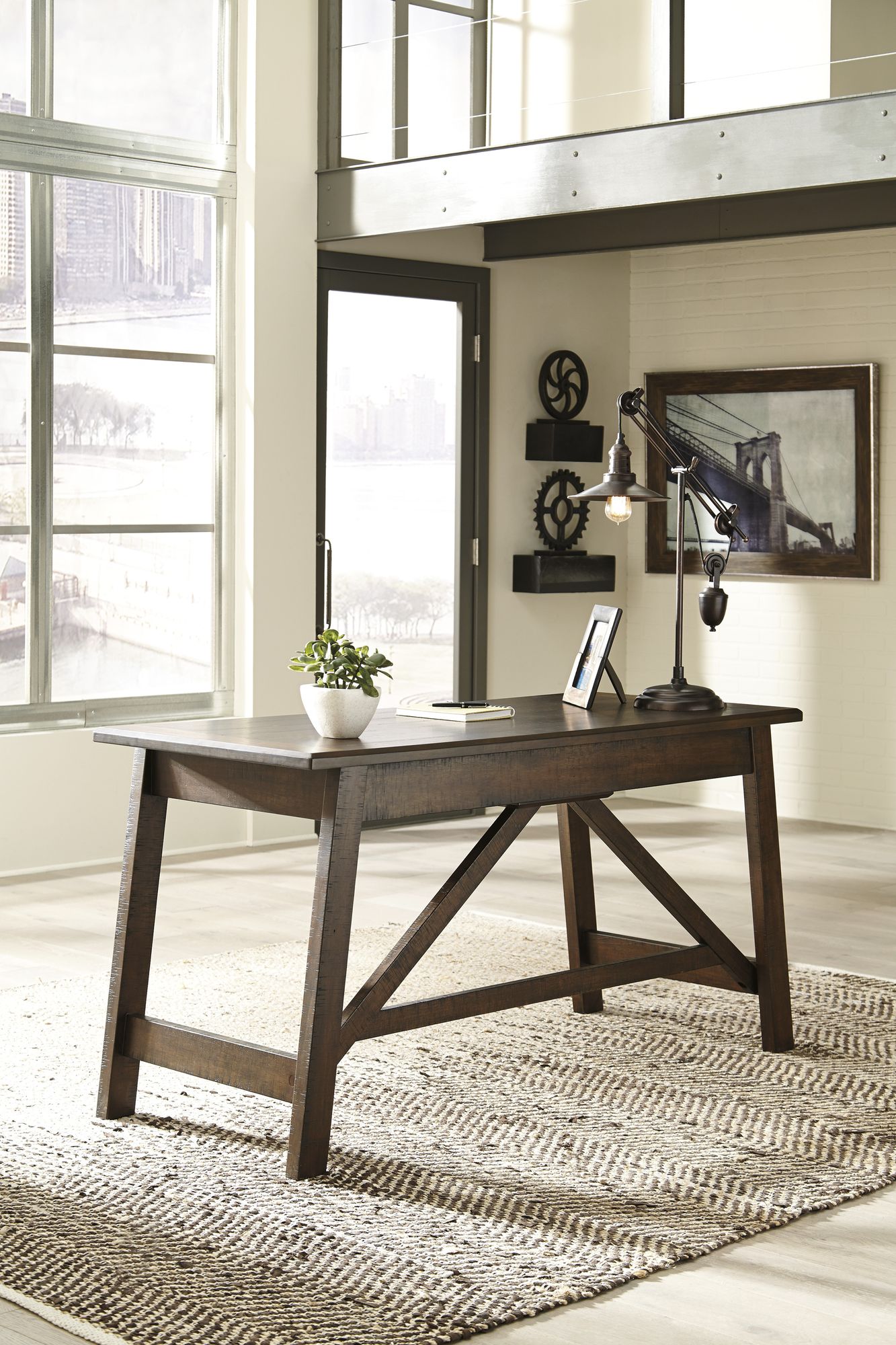 Baldridge Wood Home Office Large Leg Desk
