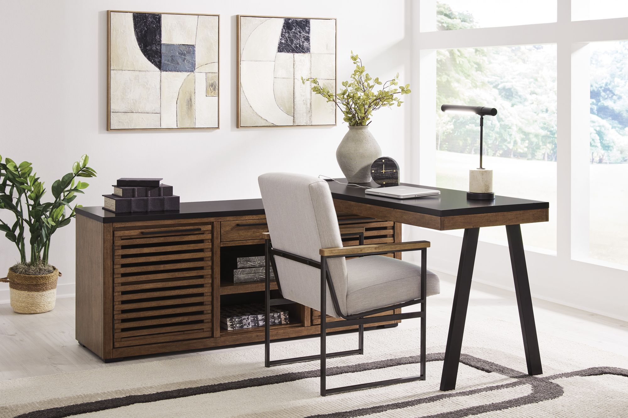 Kallari Wood/MDF Credenza with Desk Return