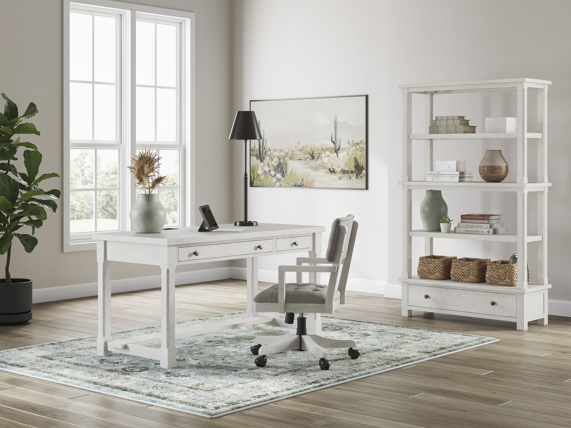 Robbinsdale Wood/Fabric Home Office Desk Chair