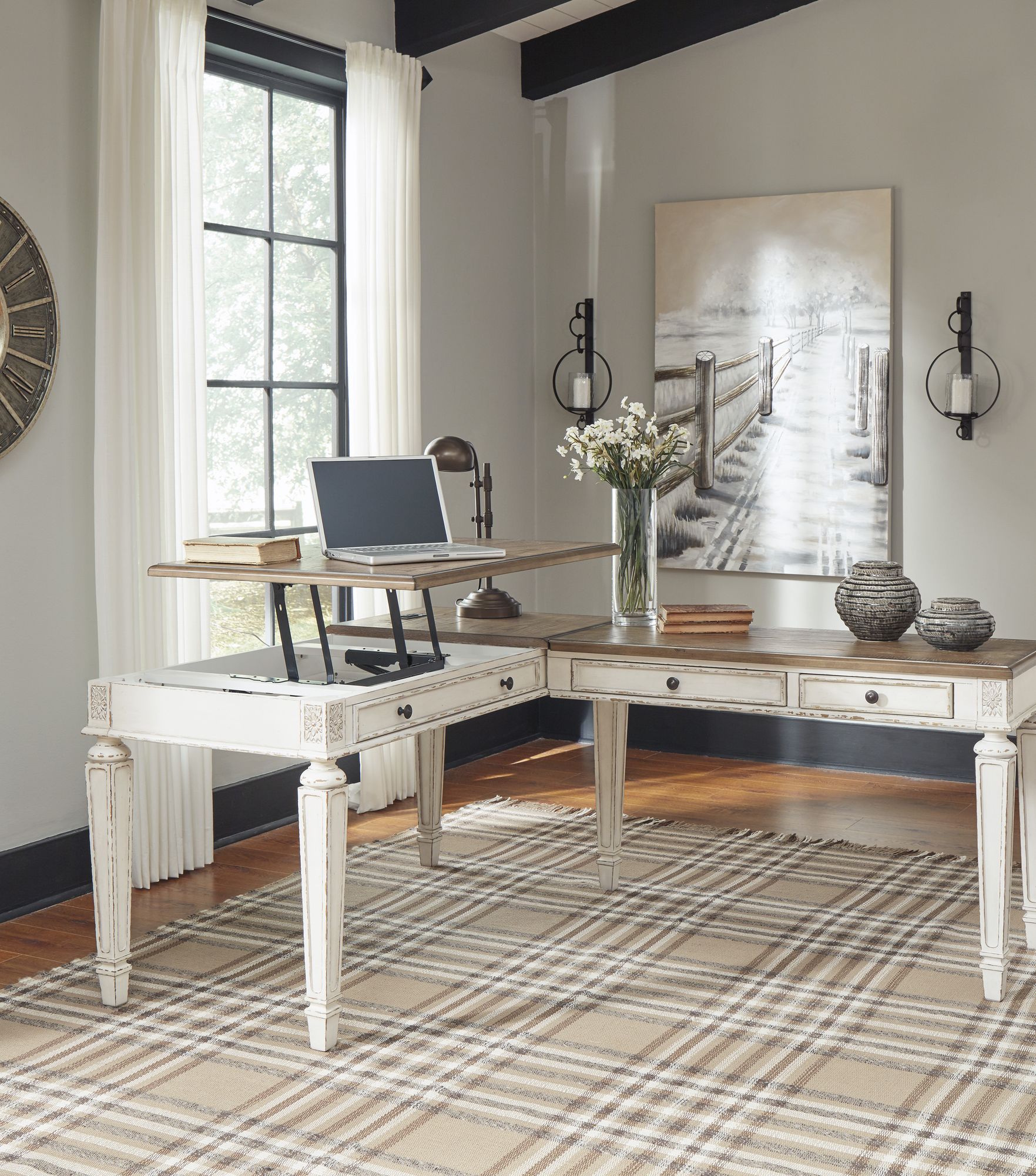 Realyn Wood 2-Piece Lift Top Home Office Desk