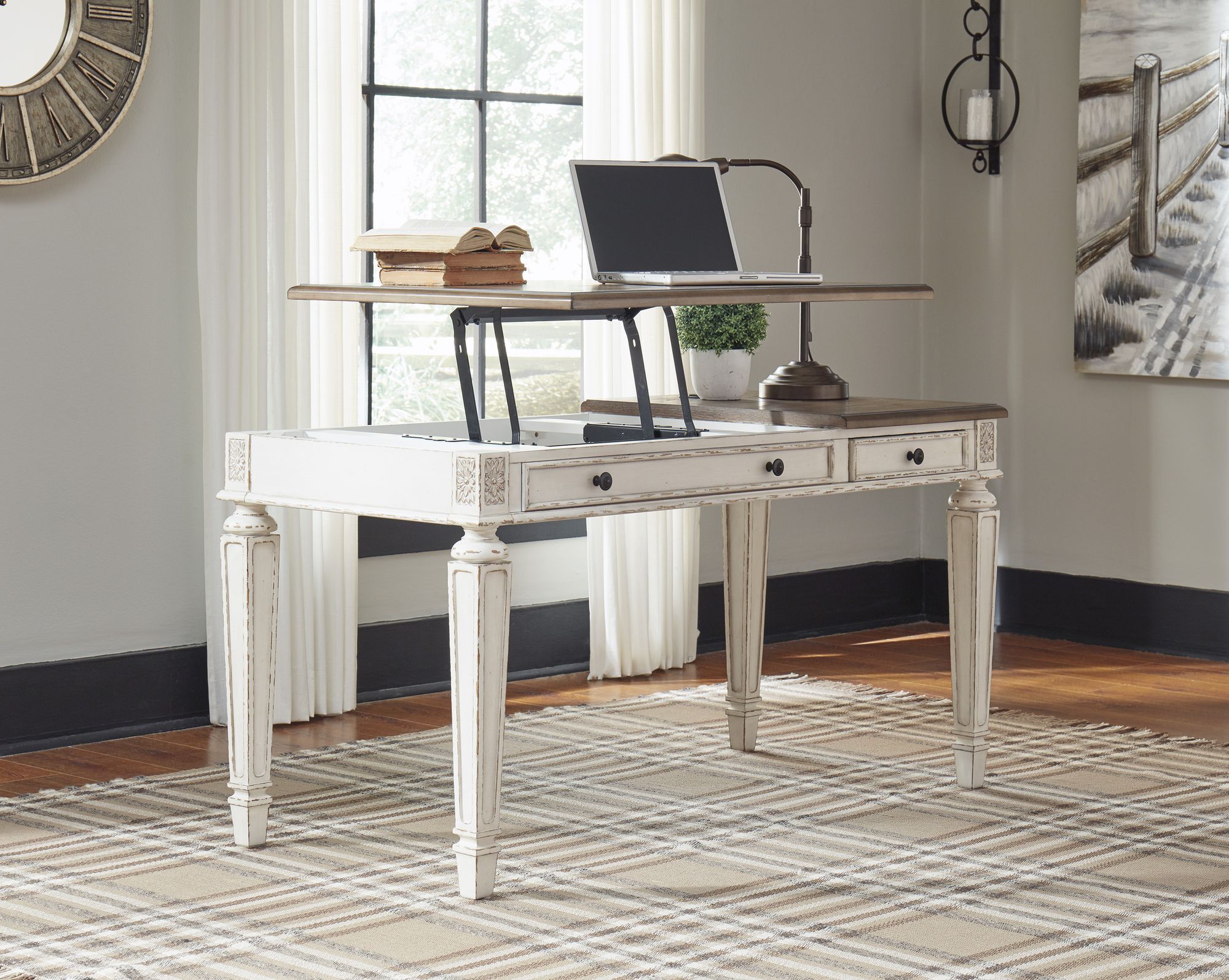 Realyn Wood Home Office Lift Top Desk