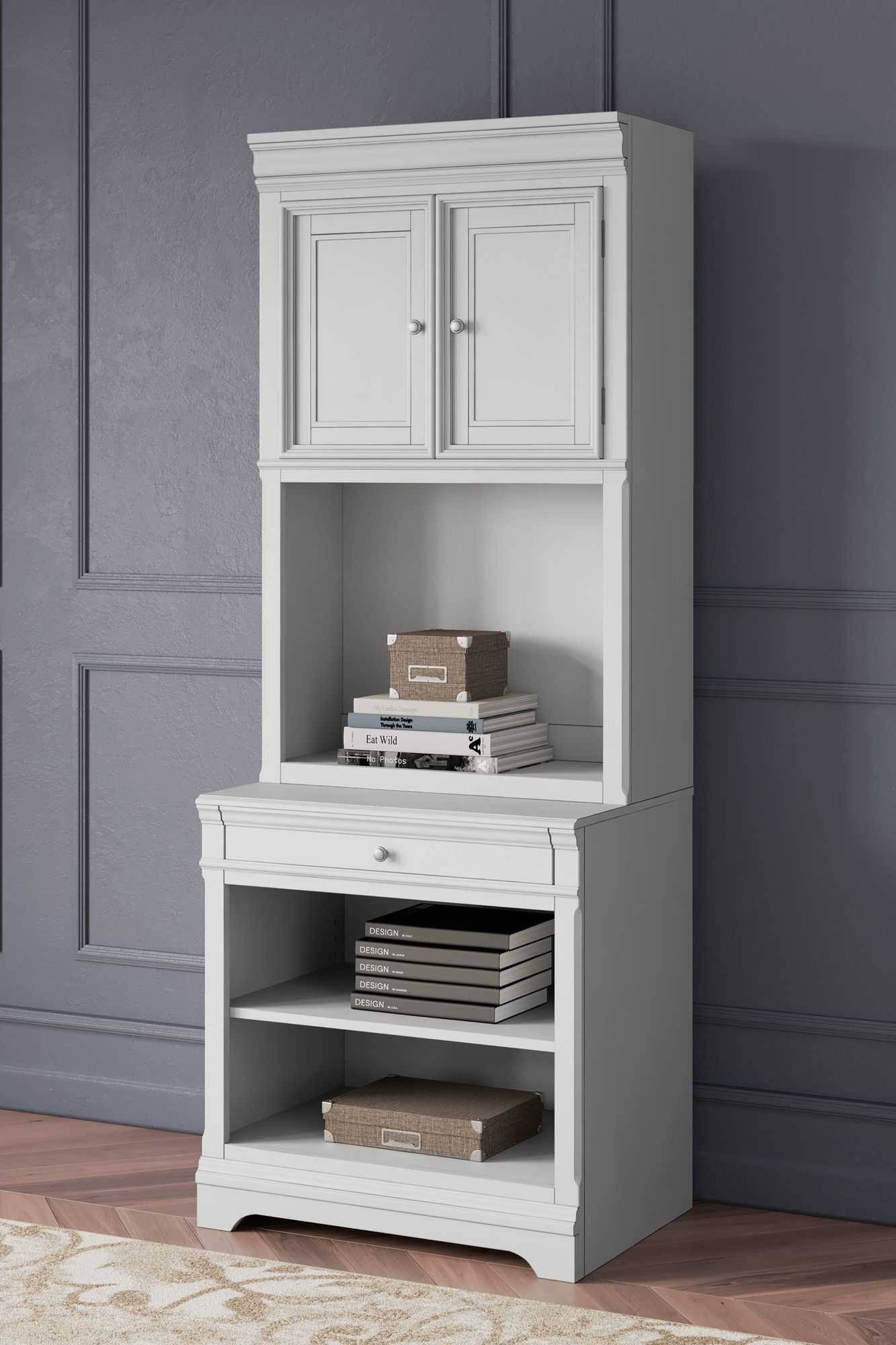 Kanwyn Wood Bookcase with LED Underlighting & Cabinet