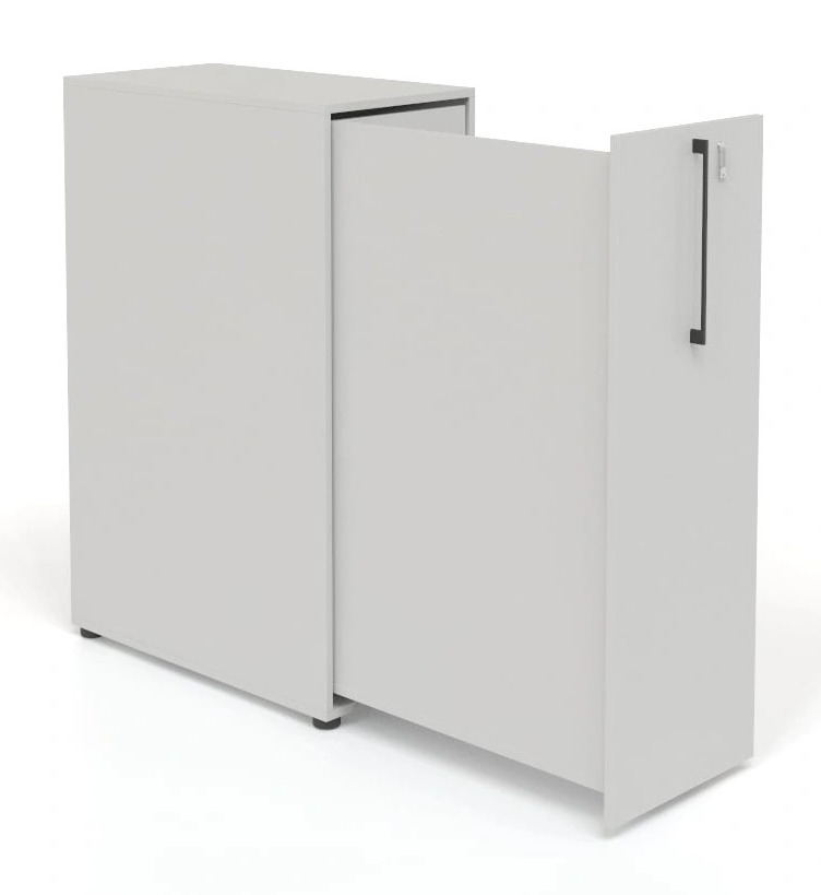 Boxi Office Lockable Storage Tower w/1 Shelf, 2 Metal Shelves, 2 Small Drawers & USB Port