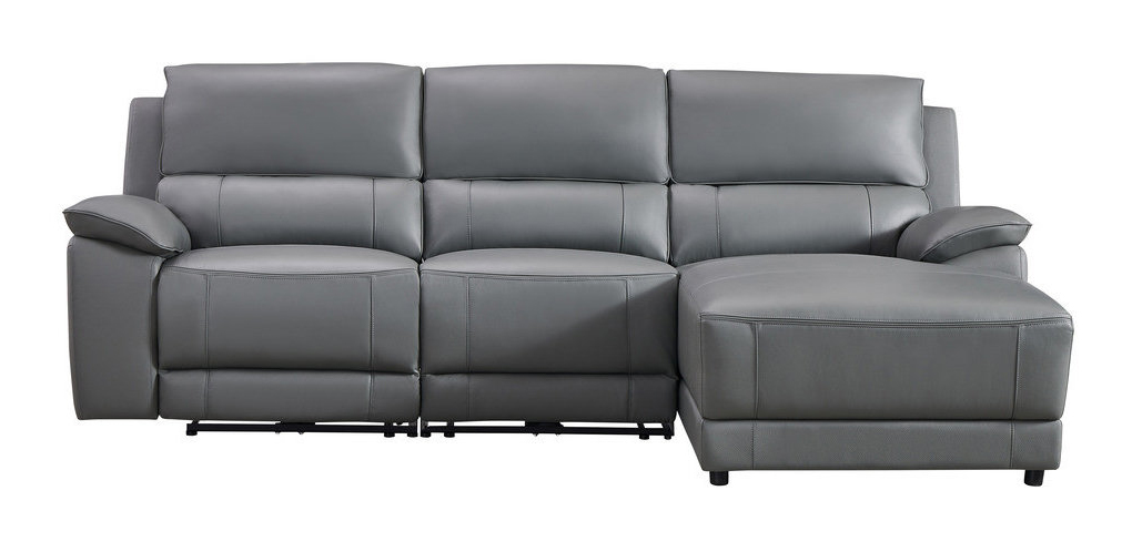 Hailey Leather/PVC Reclining Sofa with Right Chaise