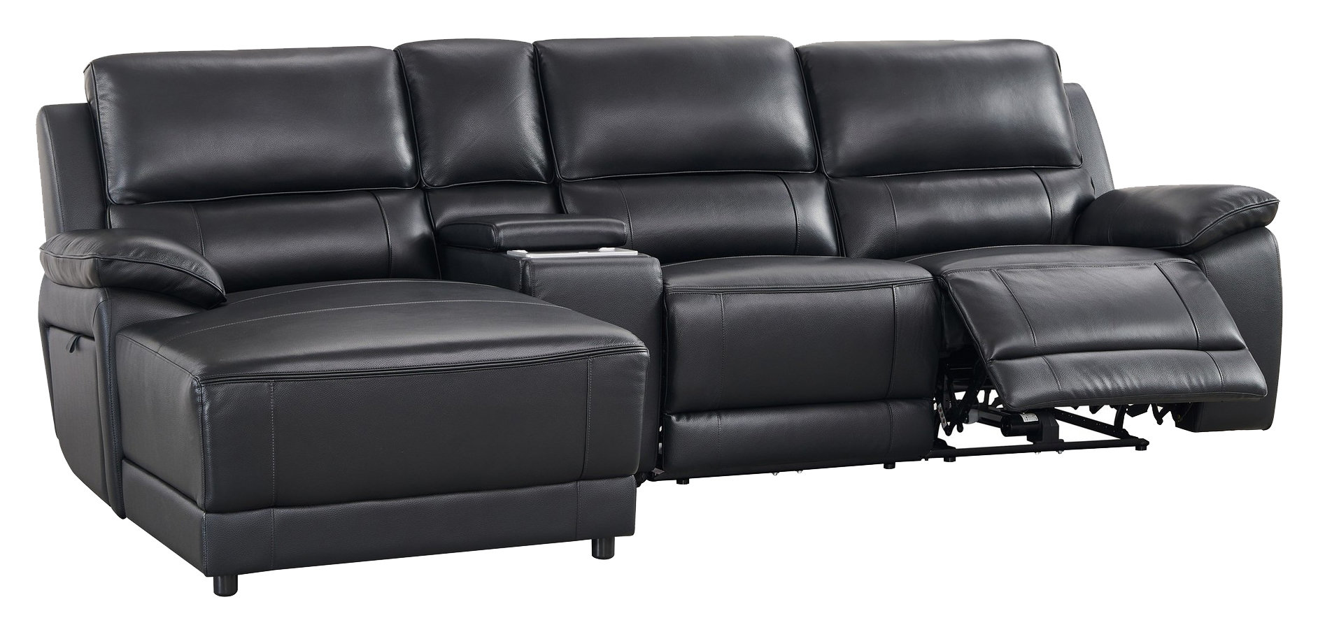 Hailey Leather/PVC Reclining Modular Sofa Chaise