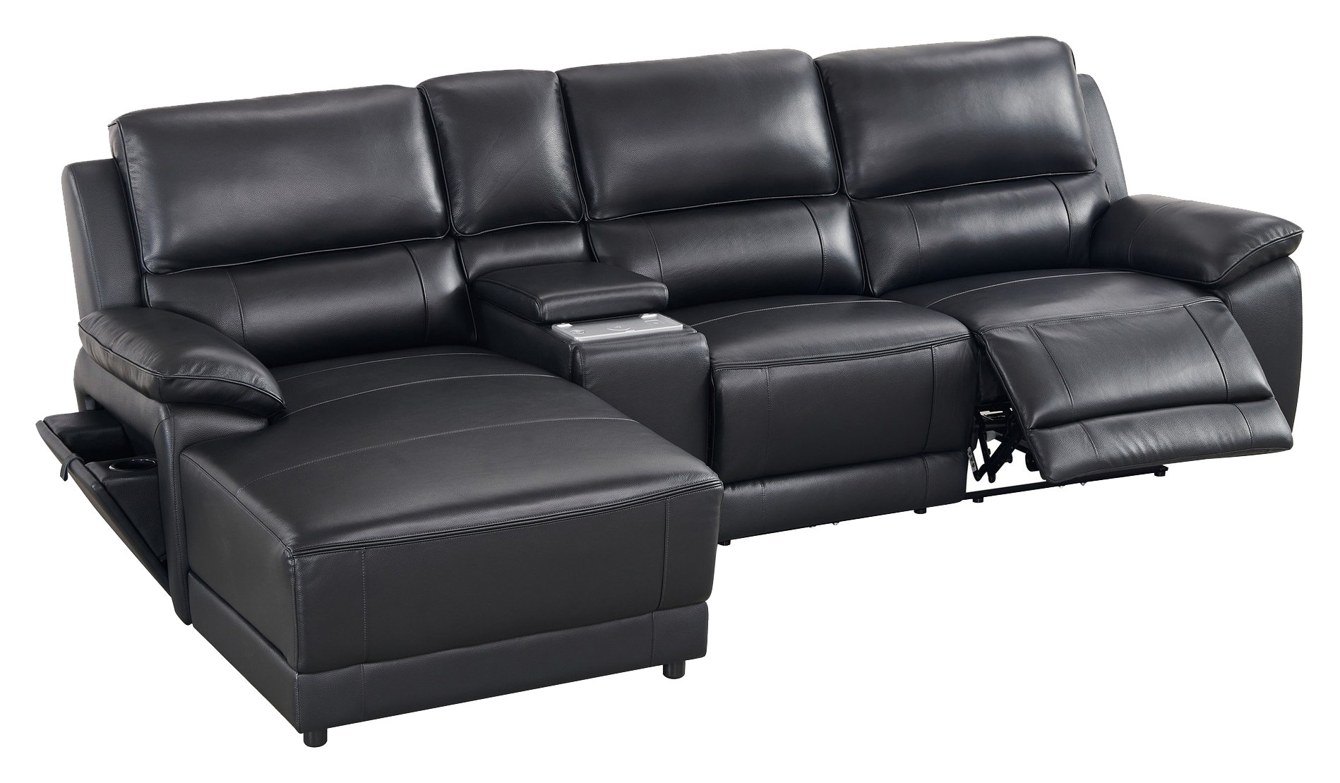 Hailey Leather/PVC Reclining Modular Sofa Chaise